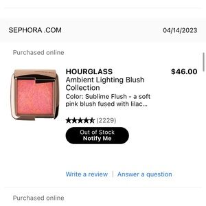 Hourglass ambient lighting blush in sublime flush